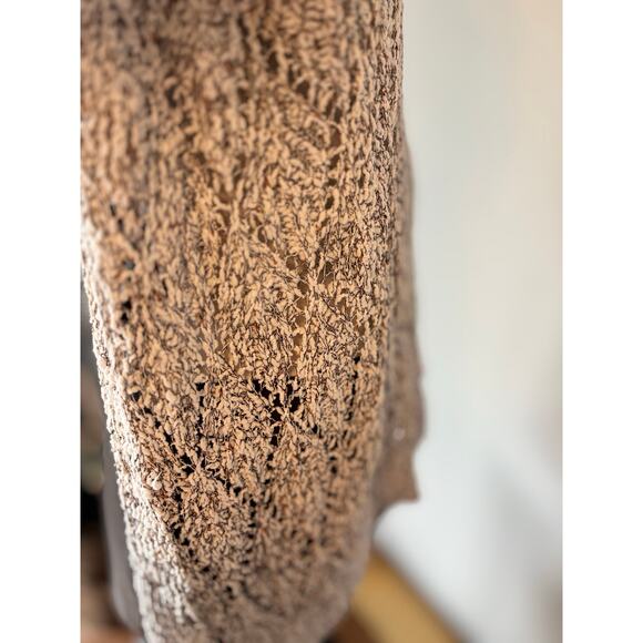 POL Open Knit Cardigan White, Black & Brown Longline Lightweight Boho Sweater - Picture 7 of 11